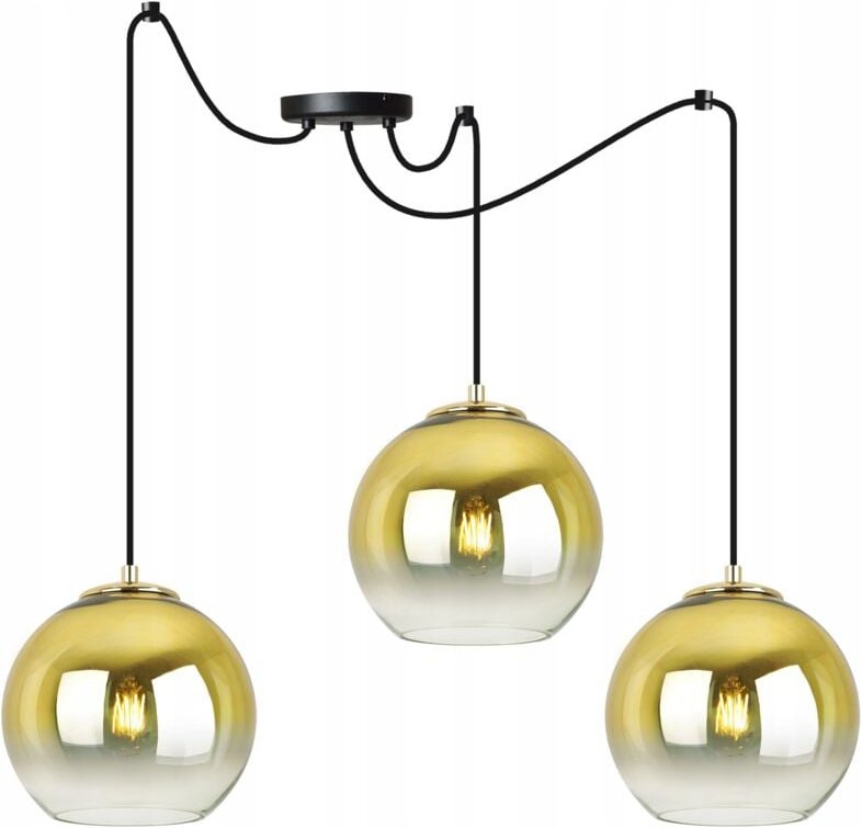 Hängelampe, Deckenleuchter, goldener Lampenschirm, 20 cm