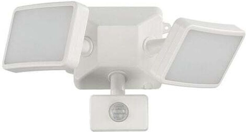 Weißer LED-Fluter mit einstellbarem Bewegungssensor, Doppelkopf-LED-Außenstrahler, wasserdicht IP54, 1200 lm, 6500 k Tag...