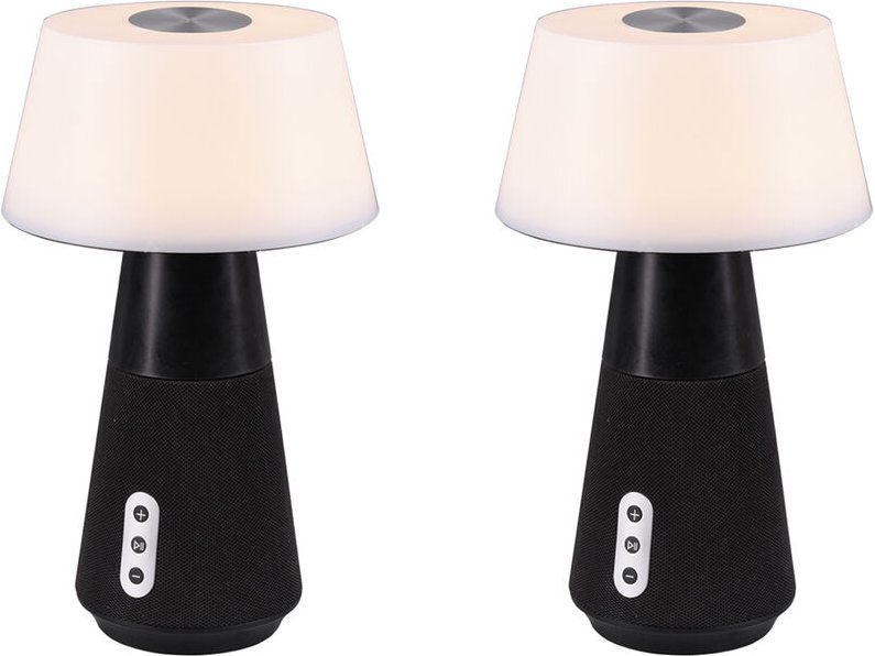 Meinewunschleuchte - led Tischleuchte linde 2er set Lautsprecher, Lampenkopf magnetisch touch dimmbar