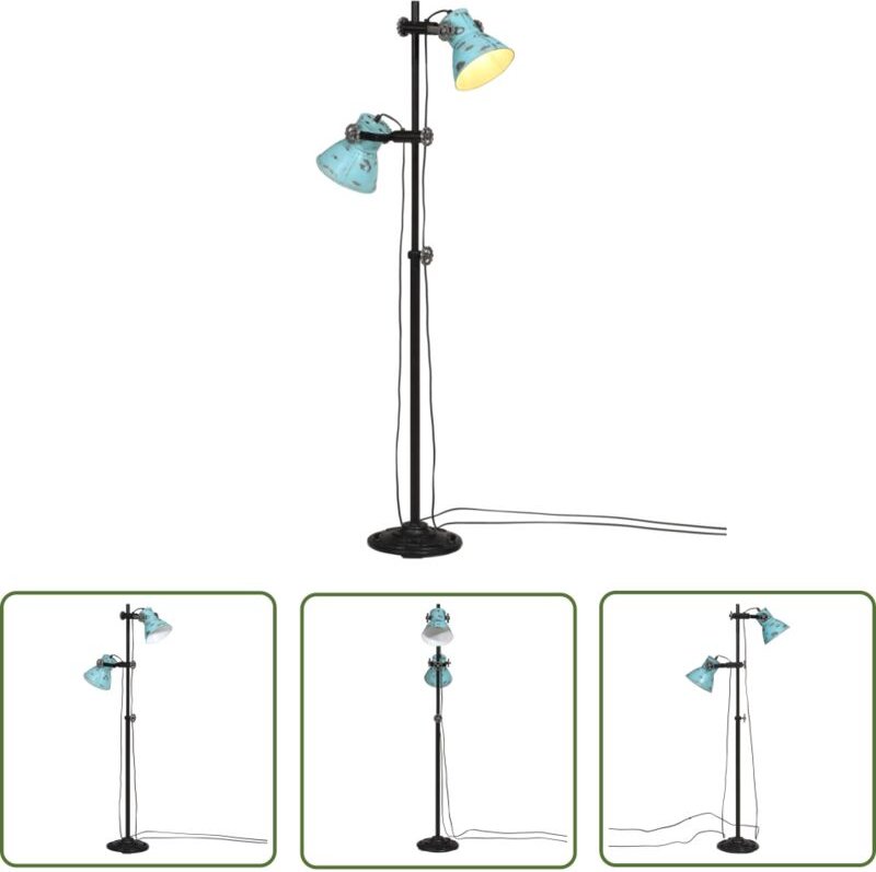 The Living Store Stehleuchte 25 W Blau 25x25x90/140 cm E27 - Industrielampen - Stehlampe - Wohnzimmerstil - Esszimmerleu...