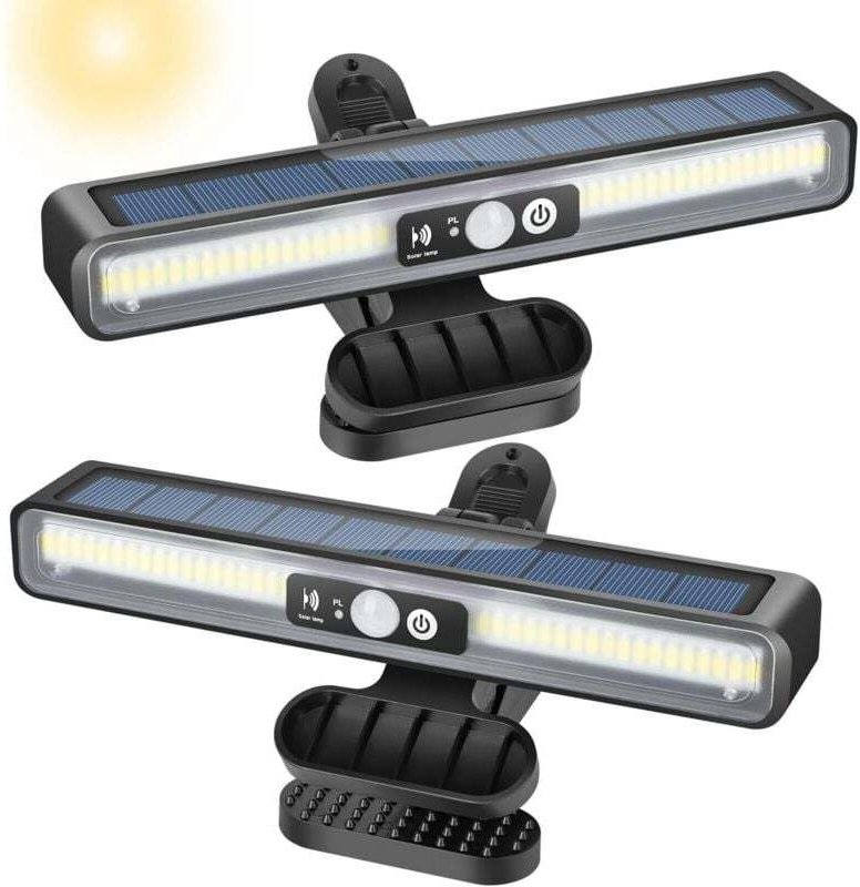 Set mit 2 Solar-Klemmleuchten für den Außenbereich mit Bewegungsmelder, 36 LEDs, für Zaun, Garage, Garten