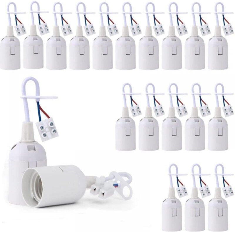 Cyslmuk - 20 Stück E27 Lampenfassung Lampenfassung mit Phasenprüfer, Lichtsockel Pendelfassung Baustellen-Renovierungsfa...