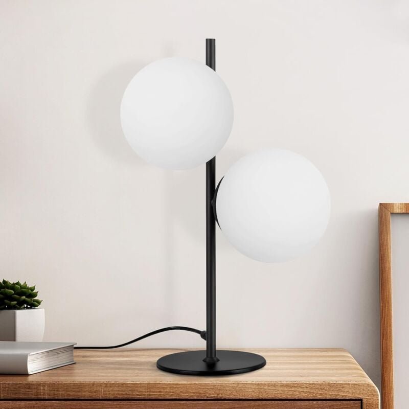 Thumbnail - Tischlampe Schwarz Nachttischlampe Wohnzimmer - E27 Tischleuchte Modern Design Glas Tischlicht Industrial Vintage Metall...