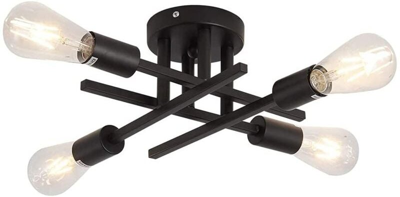 Goeco - Deckenleuchte Industriell und Vintage E27 Basis 4 Lichtern Deckenlampe Für Wohnzimmer Schlafzimmer Esszimmer Bür...