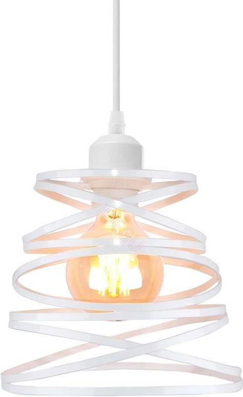 Vintage-Kronleuchter aus Metall im Kaskaden-Spiraldesign, E27 Retro-Pendelleuchte (20 cm, Weiß)