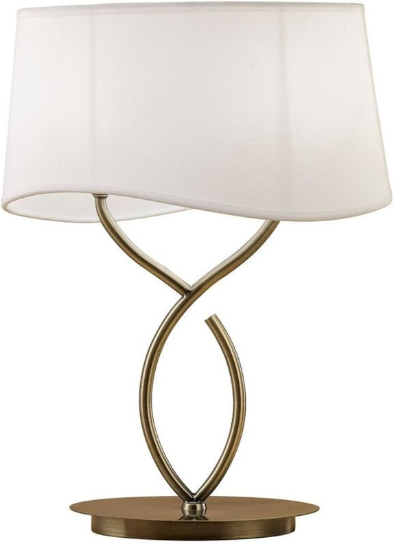 Inspired Mantra Fusion Ninette Ninette Tischlampe, 2-flammig, E14, groß, antikes Messing mit elfenbeinweißem Schirm