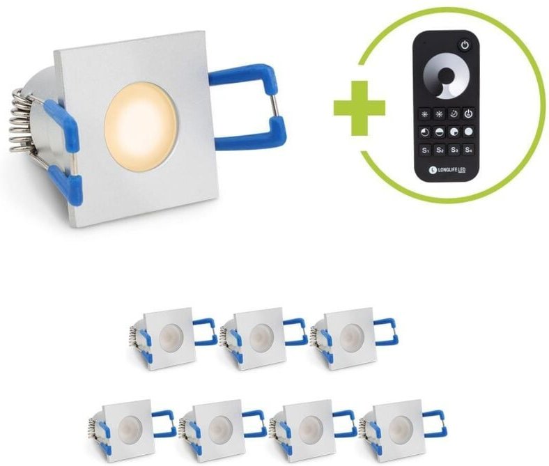 Einbaustrahler Mini Livorno eckig 3W 2700K IP65 - Farbe: silber - Anzahl: 8x