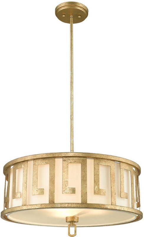 Lemuria - 3 leichte große runde Decke Duo-Mount Anhänger Gold, E27 - Elstead