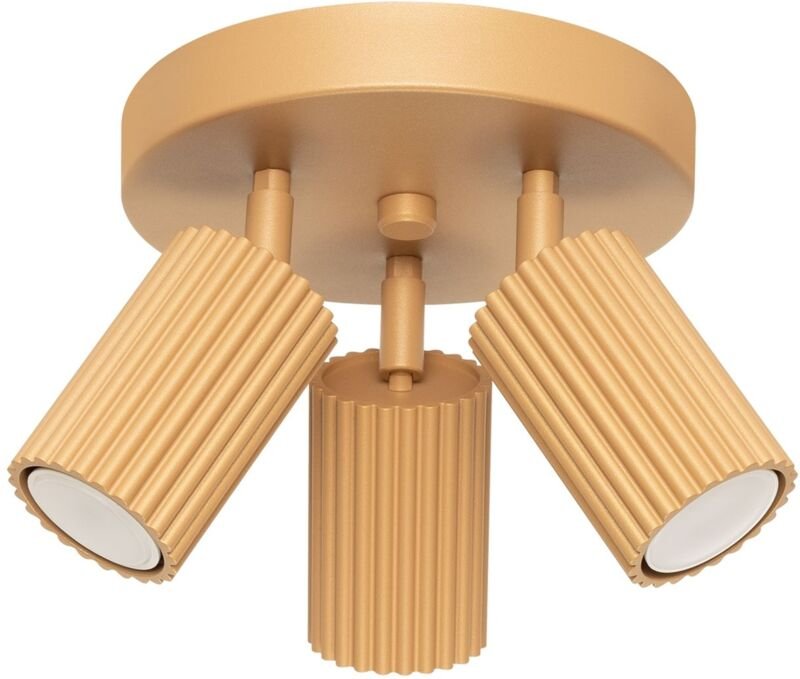 Licht-erlebnisse - Spot Strahler Aluminium verstellbar b: 19,5 cm in Gold GU10 3-flammig rund Modern Lampe