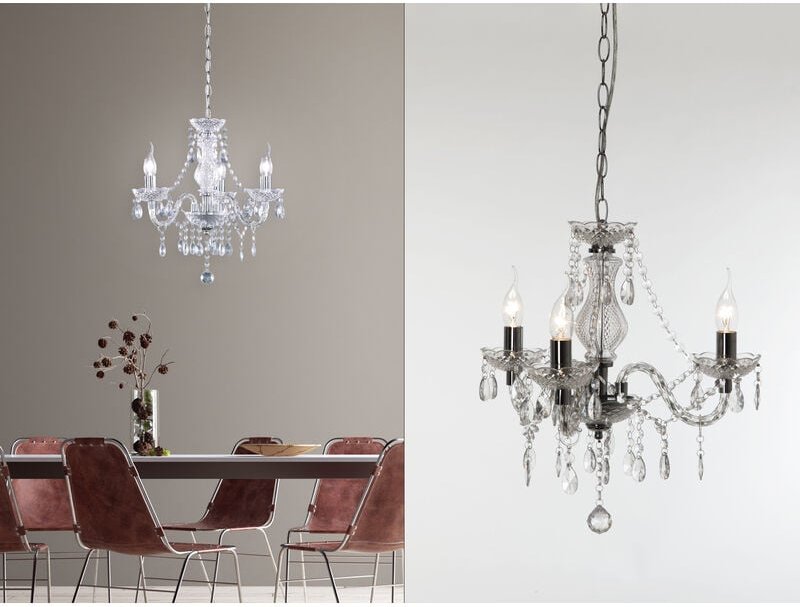 Led Kronleuchter 3-flammig Silber Chrom mit Acryl Kristall ø 46cm