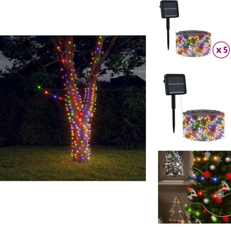 Solar-Lichterketten 5 Stk. 5x200 led Mehrfarbig Innen Außen - Solarleuchten - Outdoor Beleuchtung - Lichterkette - Deko ...