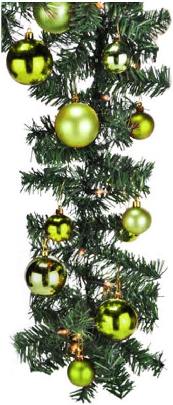 Mojawo - Tannengirlande 540 cm mit 70 led + 30 Baumkugeln Lime-MLK066W-TA+MYW99830-Lime