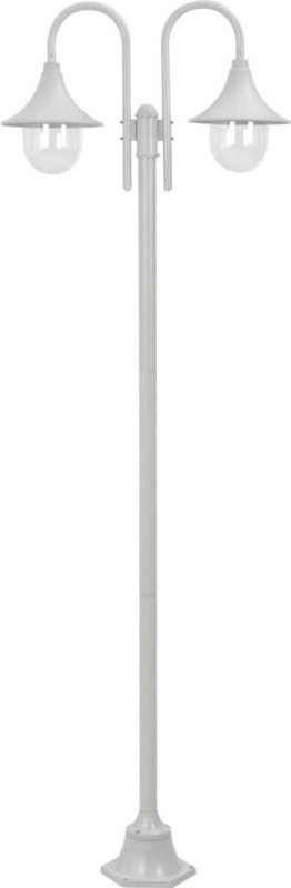 Garten-Pollerleuchte E27 220 cm Aluminium 2-Laterne Weiß - Vidaxl