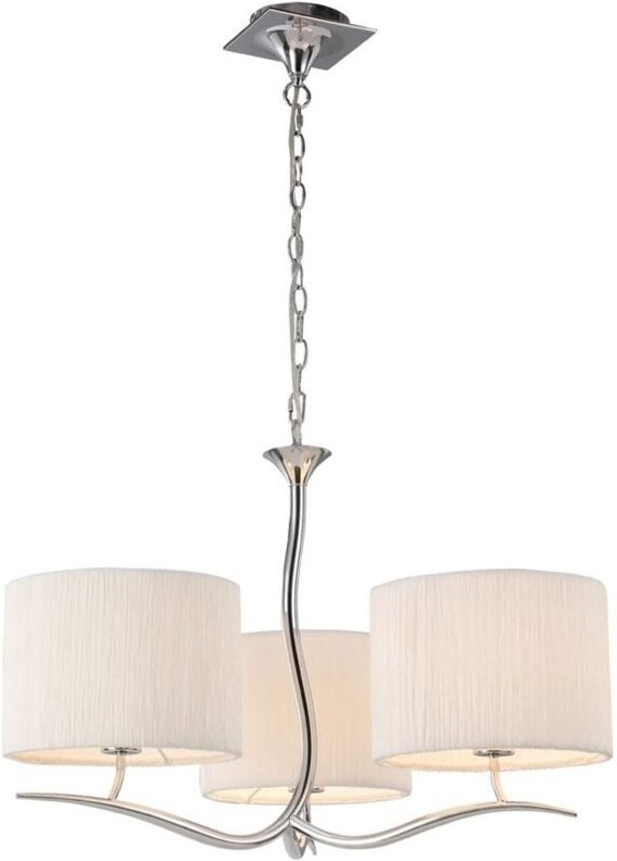 Inspired Mantra - Eve - Deckenanhänger 3 Light E27, Chrom poliert mit weißem Rundschirm