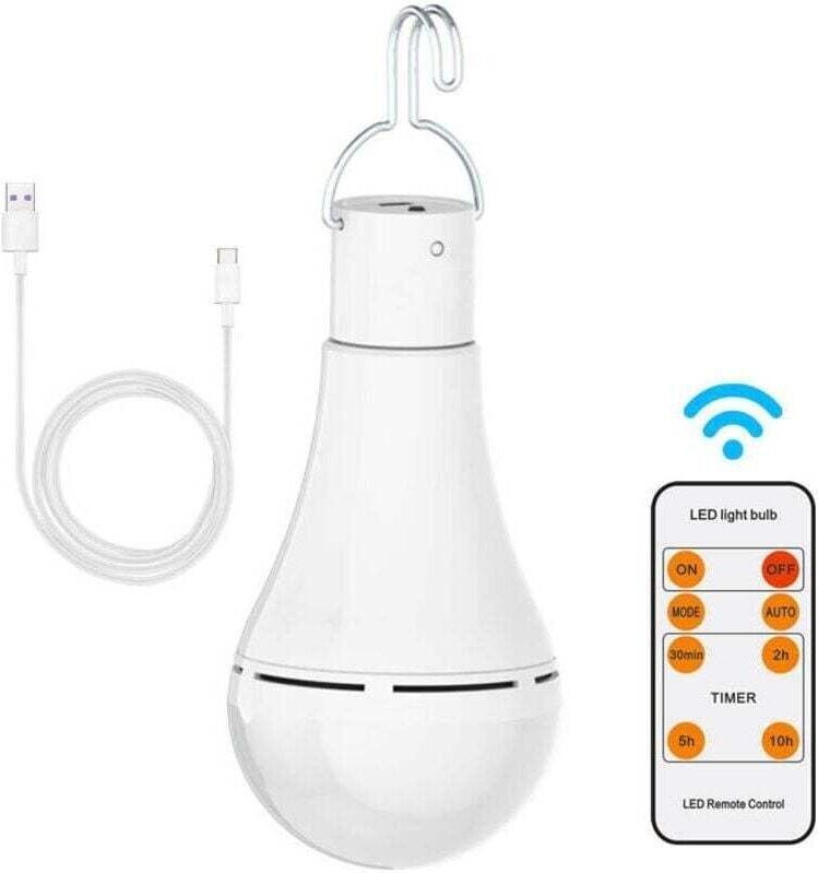 Wiederaufladbare LED-Taschenlampe mit USB-Anschluss und Fernbedienung, 7-W-E27-Batterielampe, Helligkeit per Berührung e...