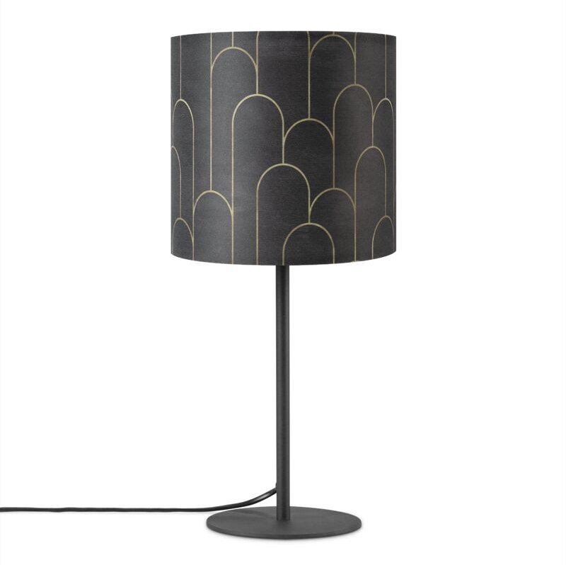 Tischlampe Nachttisch Stoffschirm Wandleuchte Wohnzimmer Tischleuchte Vintage Tischleuchte - Schwarz, Design 5 (Ø18 cm) ...