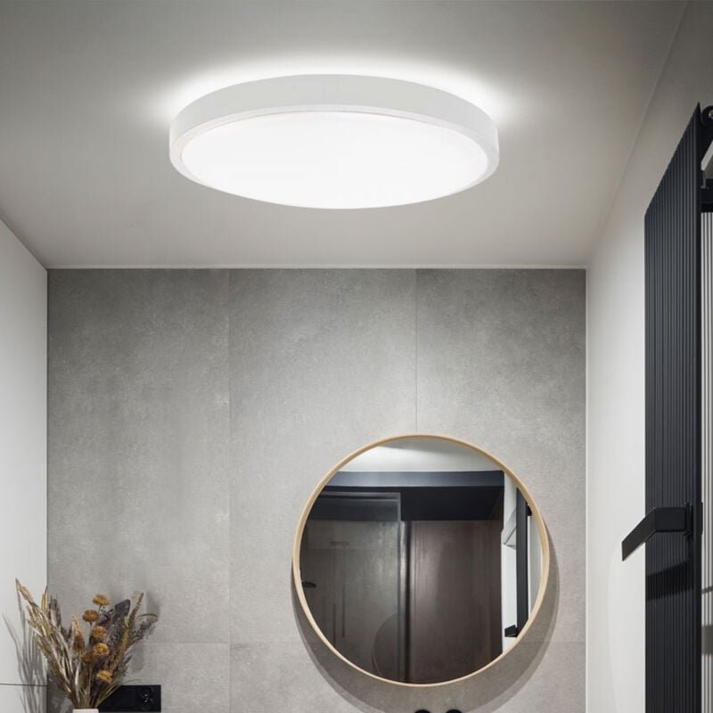 V-tac - Deckenlampe Badezimmerleuchte Wohnzimmerlampe Deckenleuchte Flurlampe rund, Kunststoff weiß IP44, 1x led 18W 183...