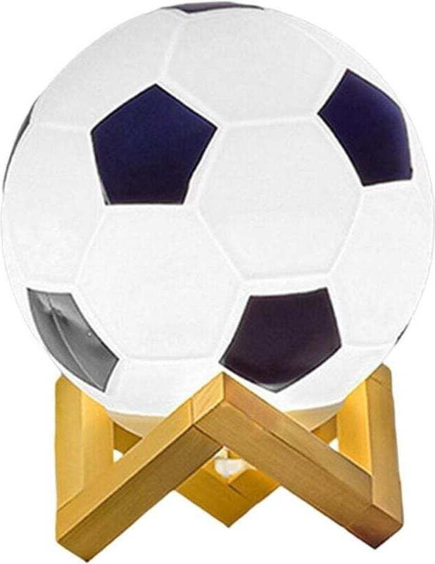 3D-Fußballlampe, einstellbare Helligkeit, LED-Nachtlicht, USB-betrieben, warmes Licht, kleine Tischlampe, Massivholzsock...