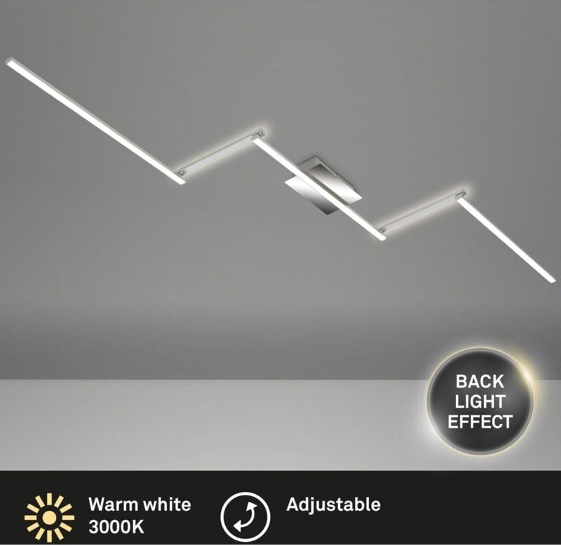 Staff led Deckenleuchte, Schwenkbar, Warmweißes Licht, indirektes Licht, silberfarbig, 227,2 x 12 x 5 cm - Briloner