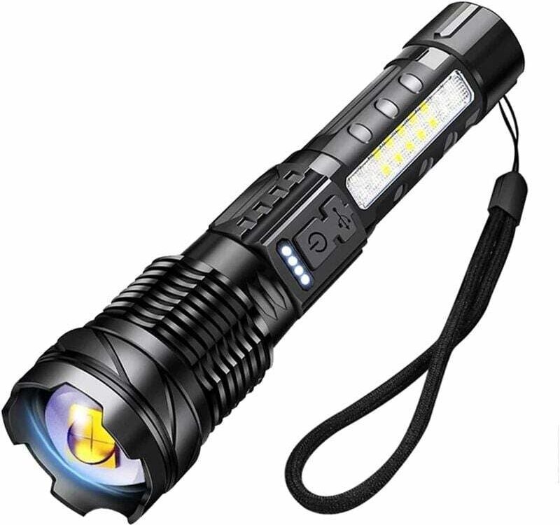ZVD-A76 Ultrastarke LED-Taschenlampe, 20.000 Lumen, wiederaufladbare USB-Taschenlampe, 7 Modi, taktische Taschenlampe mi...