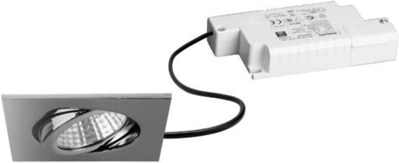 Thumbnail - Brumberg LED Einbaustrahler, 230V, 6W, 3000K, 640 lm eckig, chrom, dimmbar - mit Netzteil - 82 x 4 mm