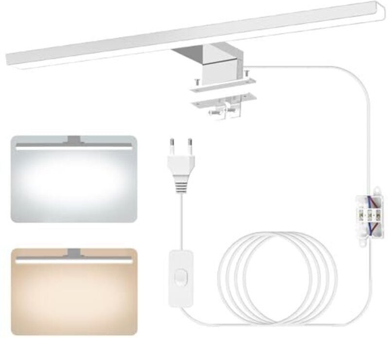 Moderne LED-Badezimmerspiegelleuchte, 4000 K 6000 K Zweifarbtemperatur, 40 cm 12 W IP44 Aluminium-Badezimmerwandleuchte ...