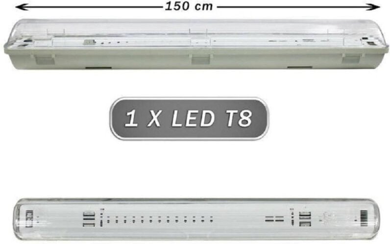 Trade Shop Traesio - Trade Shop - wasserdichte deckenleuchte 1 neon led röhre T8 G13 150CM wand decken IP65 T8-150SS -