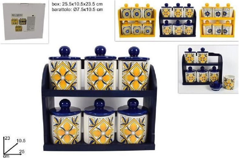 Trade Shop Traesio - Trade Shop - set aus 6 dekorierten keramikglasen mit maiolica-dekoration fantasy mit präsentationss...