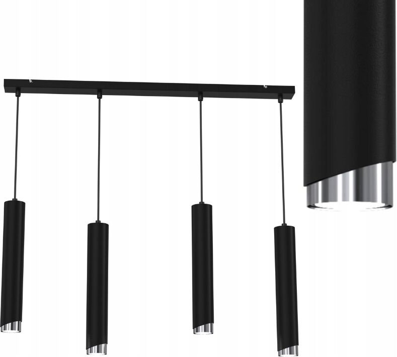 Hängelampen-Röhrenstreifen 4x Gu10 schwarz verchromt BEVEL