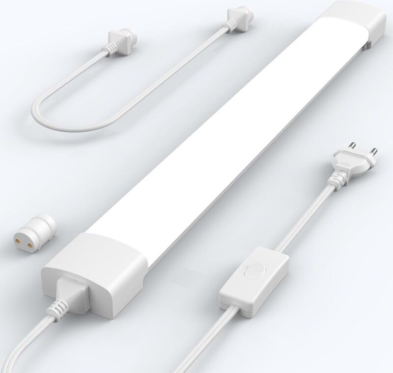 Antenlicht LED Feuchtraumleuchte 40cm LED-Röhre 16W mit Stecker Kaltweiß Wasserdichte IP65 Wandleuchte Deckenleuchte für...
