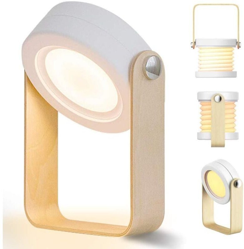 Ugreat - Dimmbare Touch-LED-Nachttischlampe, Vintage-Schreibtischlampe mit Holzgriff, 3 Helligkeitsstufen, Tischlampe