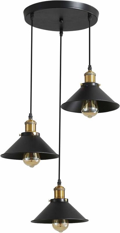 Comely - 3 Lichter, Industrieller Retro Pendelleuchte Kronleuchter, Metall Edison Design Deckenleuchten, Pendelleuchter ...
