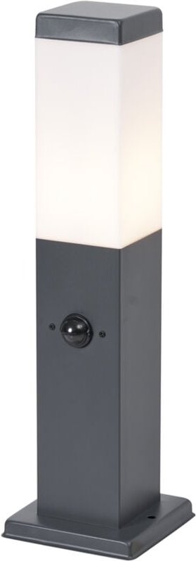 Außenleuchte Dunkelgrau mit Opalglas 45cm IP44 mit Steckdose und Bewegungssensor - Malios