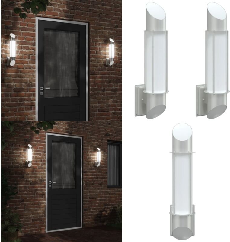 Außenwandleuchten 2 Stk. Silbern Edelstahl - Outdoor-Beleuchtung - Wandleuchte - Edelstahl - Silber - Gartenbeleuchtung ...