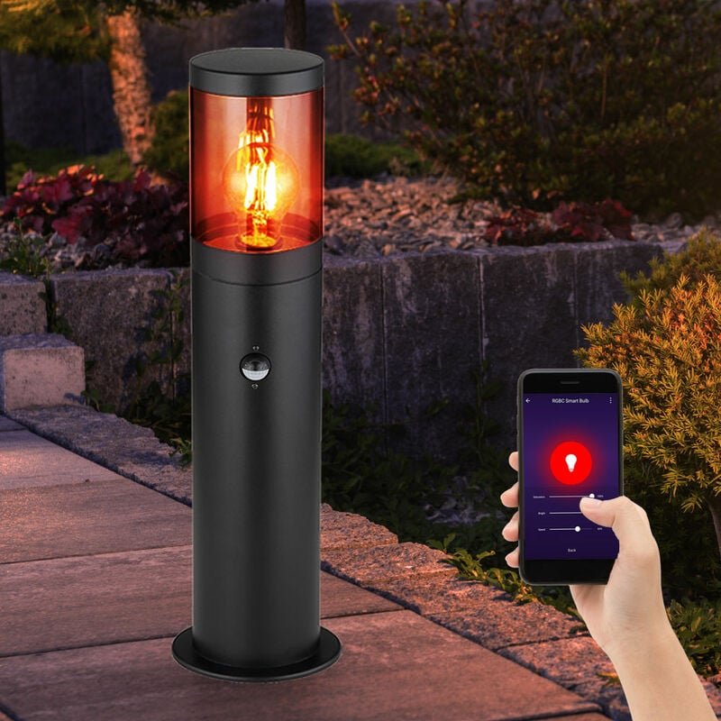Smart led Sockelleuchte Außen Stehlampe mit Bewegungsmelder Außenleuchte Edelstahl, App- und Sprachsteuerung, rgb Farbwe...