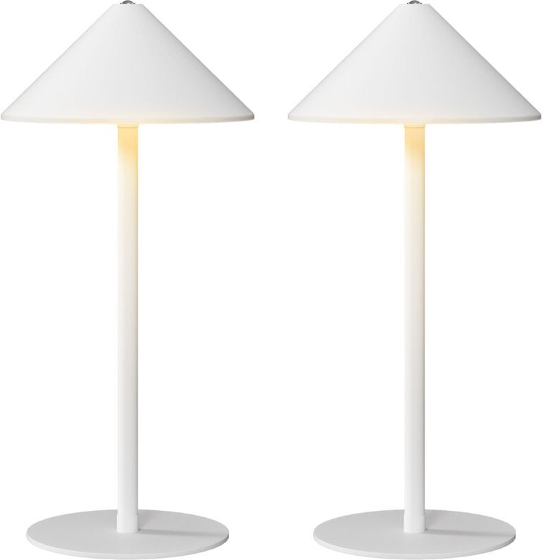 LED-Tischlampe mit USB-Kabel, Touchschalter, Metall, wiederaufladbar, Weiß