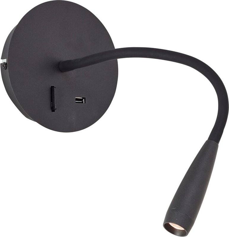 Thumbnail - Lampe Jutta led Wandspot mit Flexarm und Schalter sand schwarz usb Metall/Kunststoff schwarz 2,8 w led integriert - Bril...