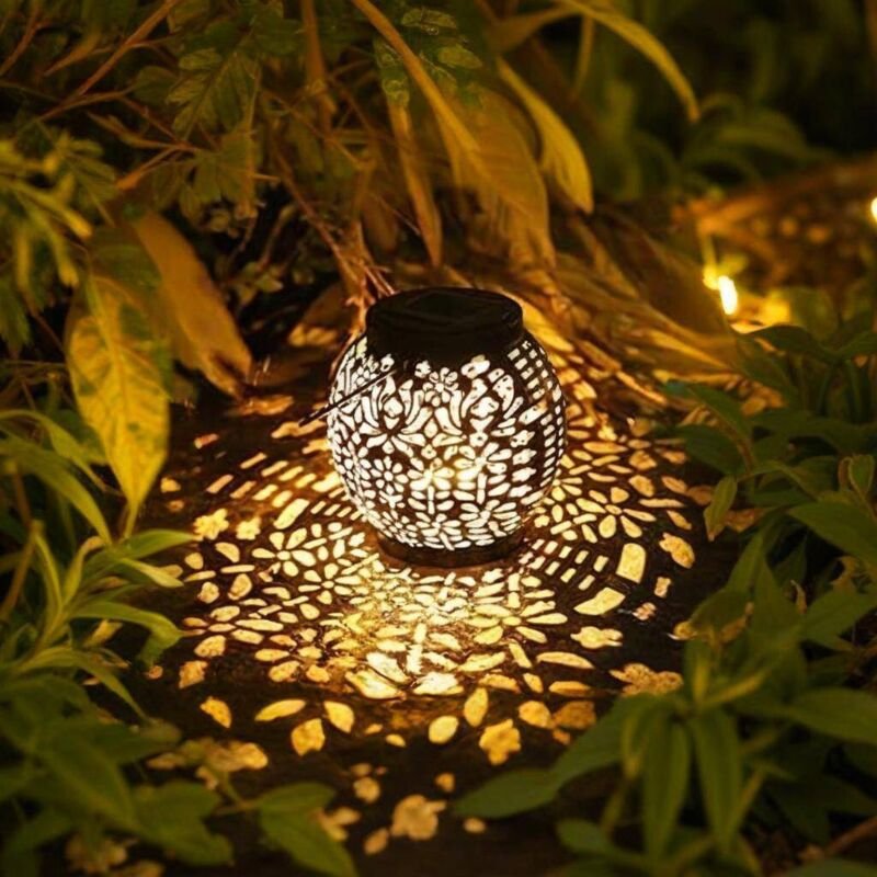 Solarlaterne für den Garten, Solarlicht Outdoor Hängeleuchte IP65 Wasserdicht Wiederaufladbare Solarlaterne Sternenproje...