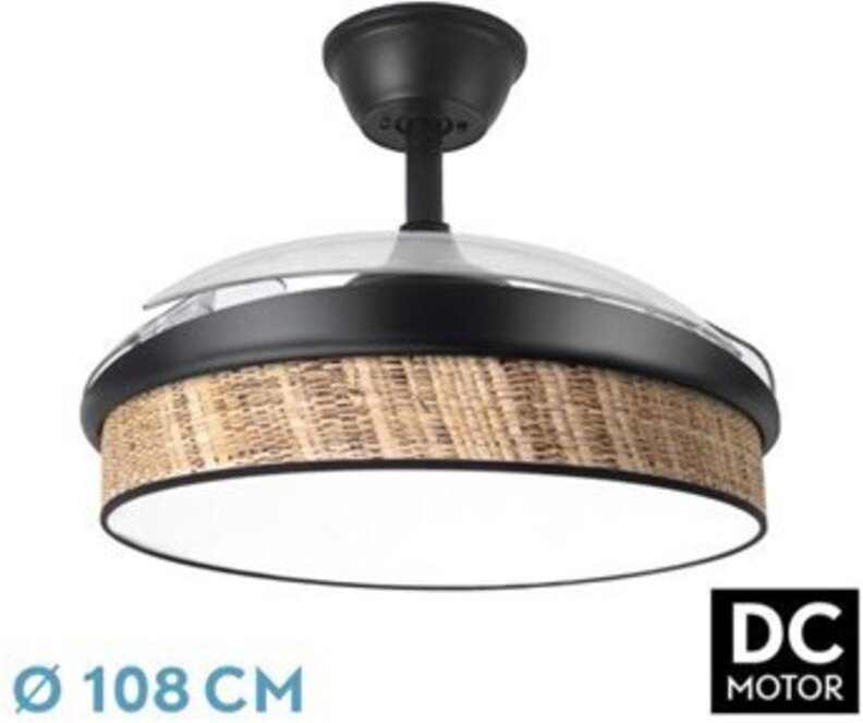 Ventilator dc fashion 72w schwarz/dunkelbraun 108d 3asps 7200lm 3000k,4000k,6000k remote+memory+timer