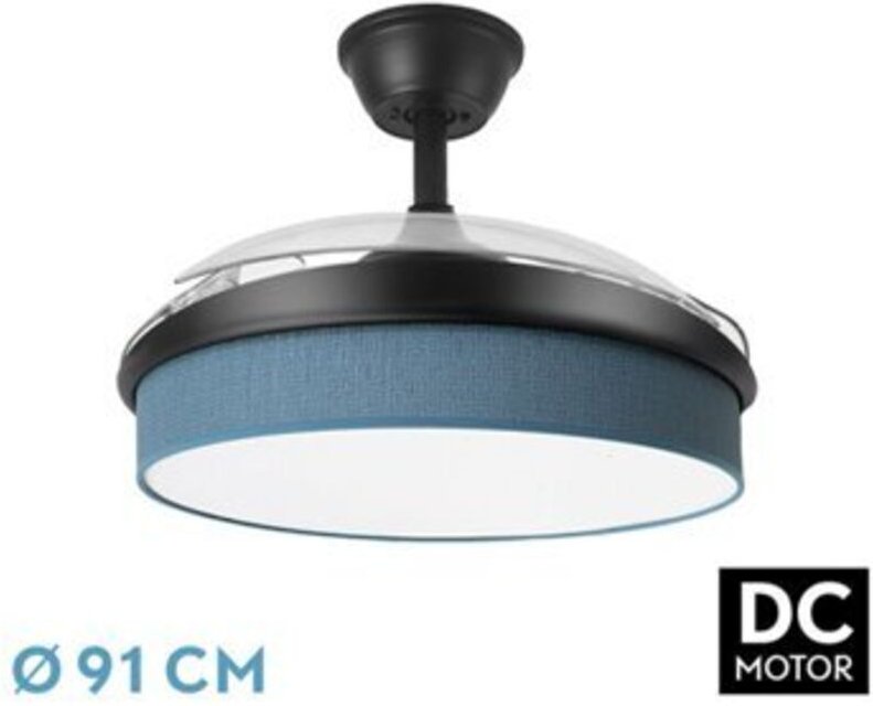 Ventilator dc fashion fan - Schwarz mit drei ABS-Klappflügeln und blauem Diffusor 6 einstellbare Geschwindigkeiten 3 Tem...