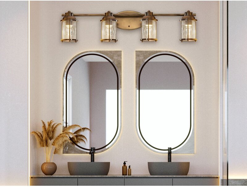 Wandleuchte ashland bay in Messing für Badezimmer & Wohnraum, Breite 86cm