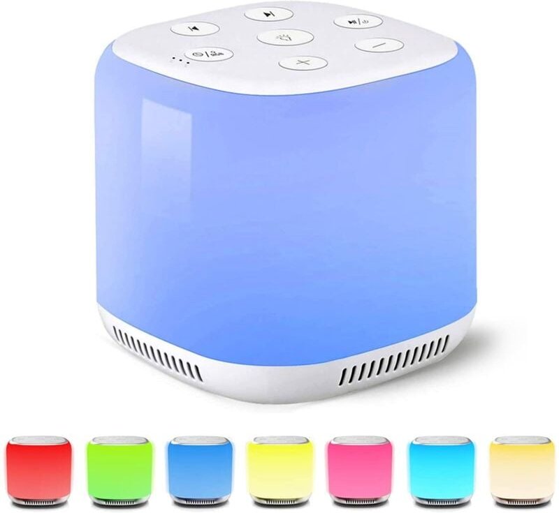 Weißrauschgenerator mit 7-farbigem Nachtlicht und 34 beruhigenden Einschlafgeräuschen Geräuschgenerator mit Timer und ei...