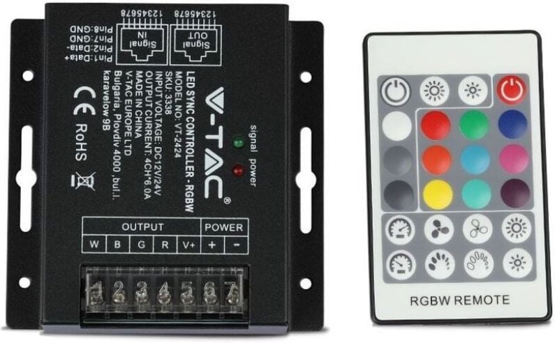 V-tac - Led controller sync rgb 12v-288w- 24v 576w mit fernbedienung vt-2424 3338