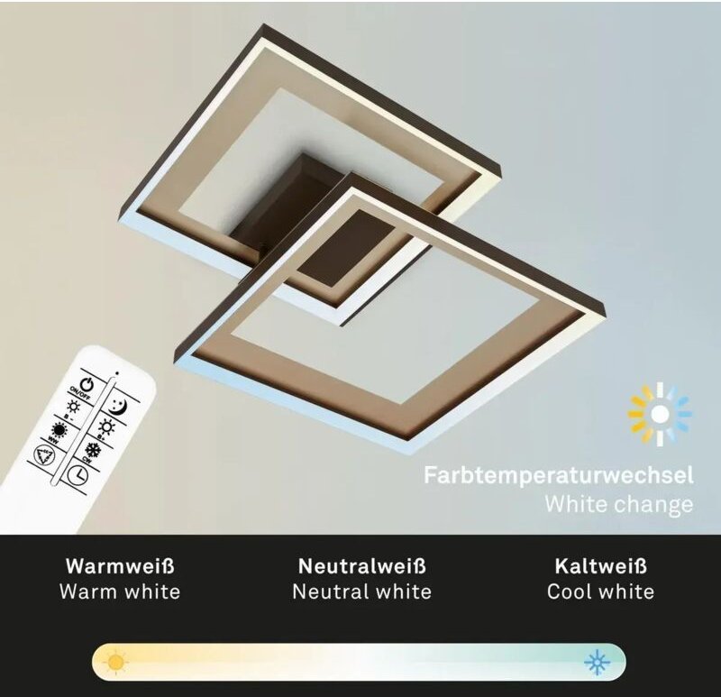 Briloner - led Deckenleuchte schwenkbar Deckenlampe dimmbar Tageslichtleuchte mit Fernbedienung, Nachtlichtfunktion cct ...