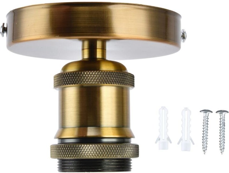 Ej.Life E26 E27 Vintage Lampenfassung, Retro Lampenfassung Vintage Solide Lampenfassung mit Zubehör 100‑240V (goldene Pa...