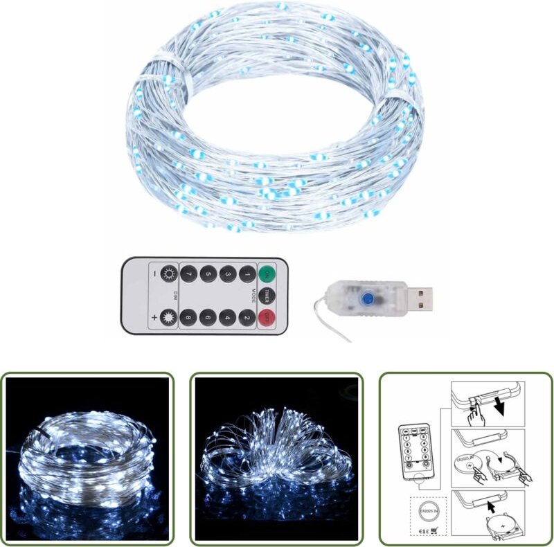 vidaXL Lichterkette 30 m - LED-Lichterkette mit 300 LEDs Kaltweiß 30 m