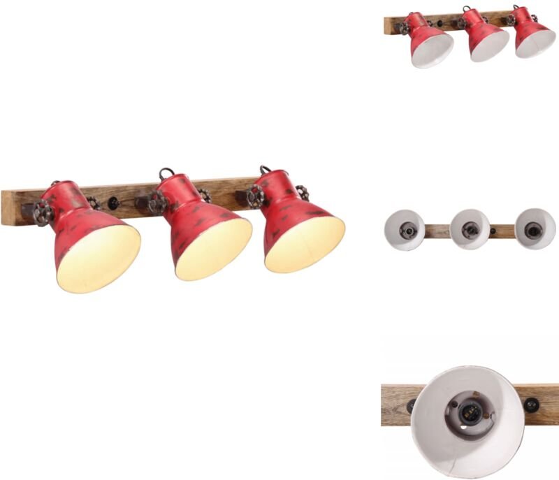 Wandleuchte 25 W Rot 65x25 cm E27 - Industriel Stil - Wandleuchte - Eisenleuchten - Vintage Leuchte - Retro Design