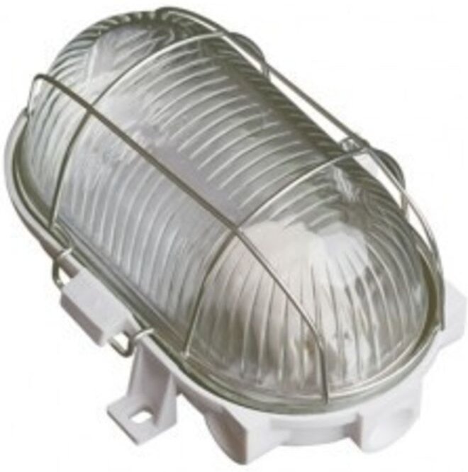 GSC - pvc ovale Wandleuchte mit Metallgitter E27 60W Weiß 0700643