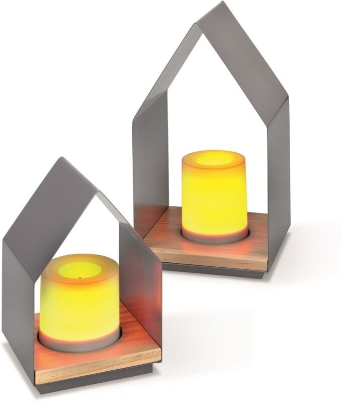 Esotec - Batterie Dekoleuchten 2er Set leni Kunststoffkerze mit Flackerlicht