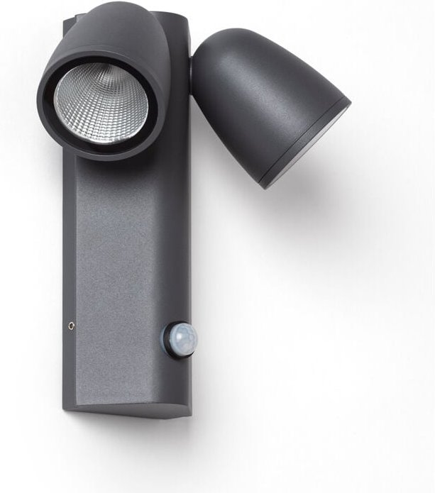 Ledkia - led Wandleuchte Außen 12W Aluminium mit Bewegungssensor pir Abel Zwei Strahler Dunkles Grau